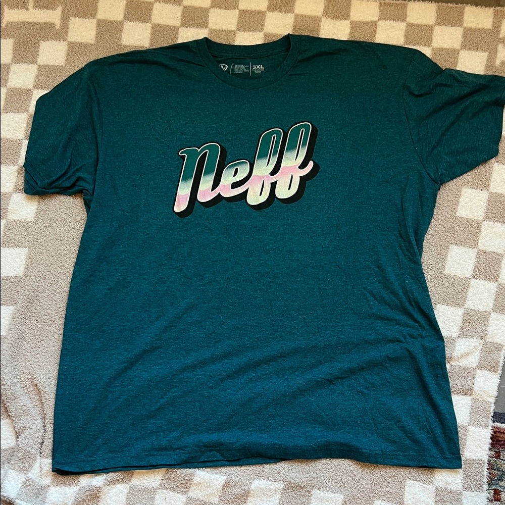 Neff Men's Teal and Pink Logo Tee